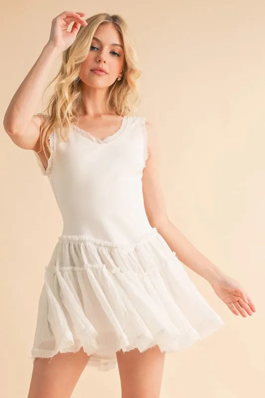 AEMI + CO Frill Sleeveless Drop Waist Mini Dress – MYN2O