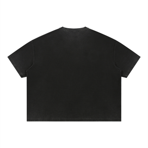 Unisex Vintage Wash Sunfade Waffle T-Shirt – Oversized Boxy Retro Streetwear Tee