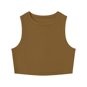 Women's Tight Crew Neck Crop Tank Top – Slim Fit Essential Sleeveless Top