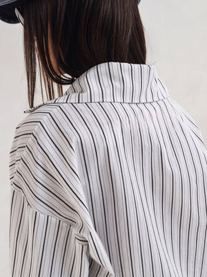2026 NEW Women's Casual Stripes Shacket Button Down Long Sleeve Shirt Jacket Coats With Pockets