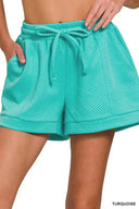 Zenana textured knit jacquard drawstring shorts – cozy casual essentials – MYN2O