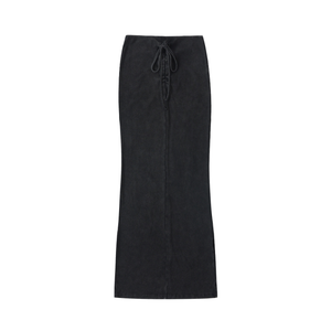 Dyed Washed Drawstring Maxi Skirt