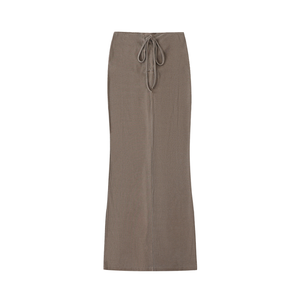 Dyed Washed Drawstring Maxi Skirt