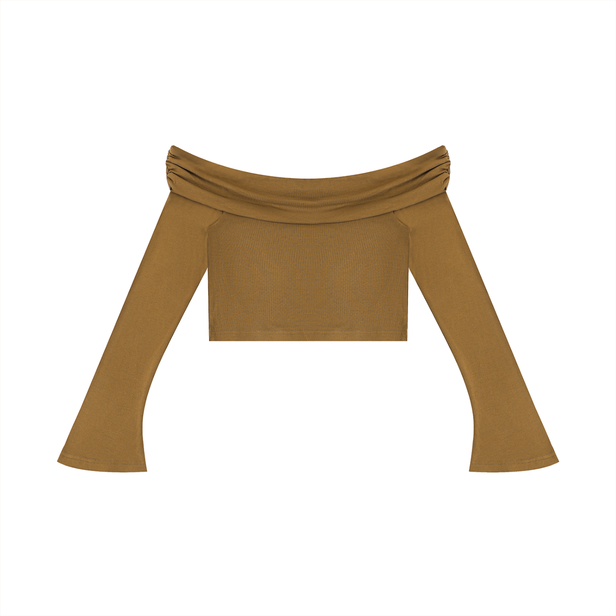 Women's Off-the-Shoulder Bell Sleeve Crop T-Shirt – Slim Fit Fashion Top