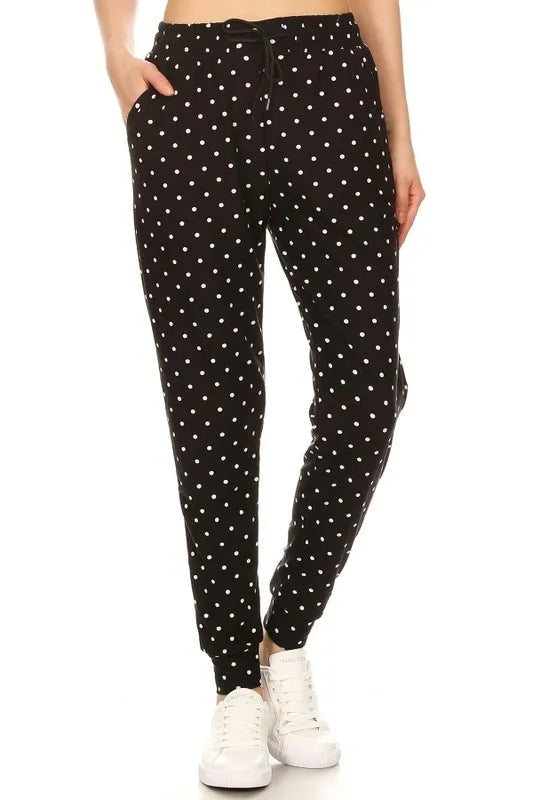 Leggings Depot Full Size Buttery Soft Polka Dot Joggers with Drawstring – MYN2O