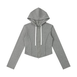 Women's Slim Cropped Full-Zip Hoodie – Fitted Athleisure Sweatshirt
