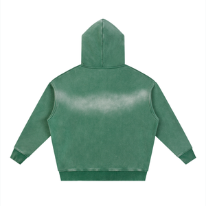 Unisex Vintage Sunfade Two-Way Zip Boxy Fleece Hoodie – Oversized Heavyweight Hoodie