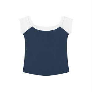 Women's Off-the-Shoulder Crop T-Shirt – Slim Fit Casual Fashion Top