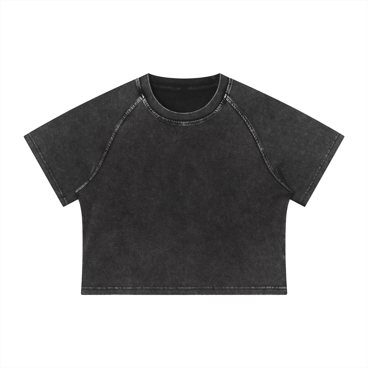 Women's Mineral Wash Raglan Crop T-Shirt – Vintage Slim Fit Streetwear Tee
