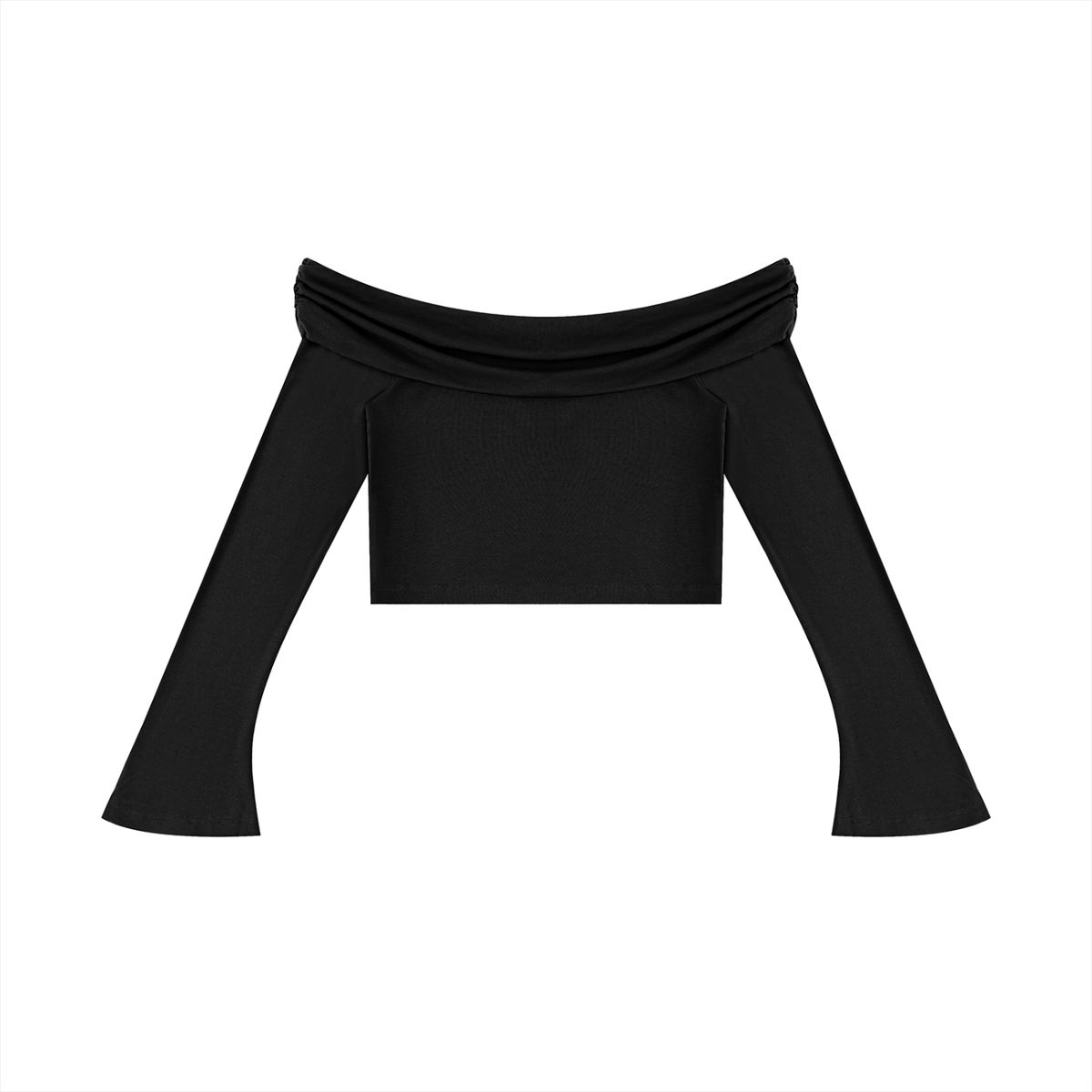 Women's Off-the-Shoulder Bell Sleeve Crop T-Shirt – Slim Fit Fashion Top