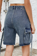 Washed cargo denim shorts with functional side pockets – MYN2O