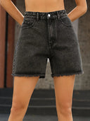 Raw hem high waist denim shorts with pockets – casual summer wear – MYN2O