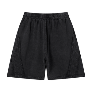 Unisex Vintage Wash Raw Edge Shorts – Oversized Streetwear Sweat Shorts