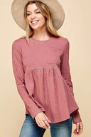 Lime N Chili Waffle Knit Babydoll Top with Left Pocket Detail – MYN2O

