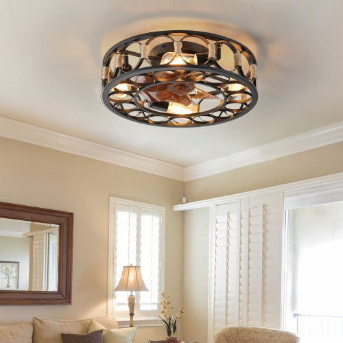 Cage Ceiling Fan With Light Remote Control - MYN2O.COM  - null - Indoor Lighting - product_vendor - #product_price