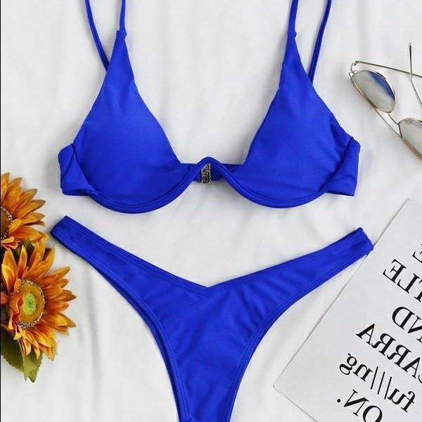 Steel bracket solid color swimsuit, one-piece swimsuit, beachwear for women