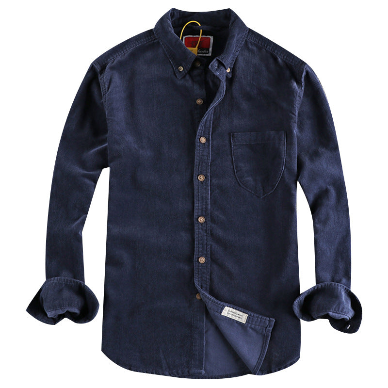 Men’s retro corduroy shirt with contrasting color sleeves – MYN2O

