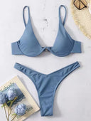 Steel bracket solid color swimsuit, one-piece swimsuit, beachwear for women