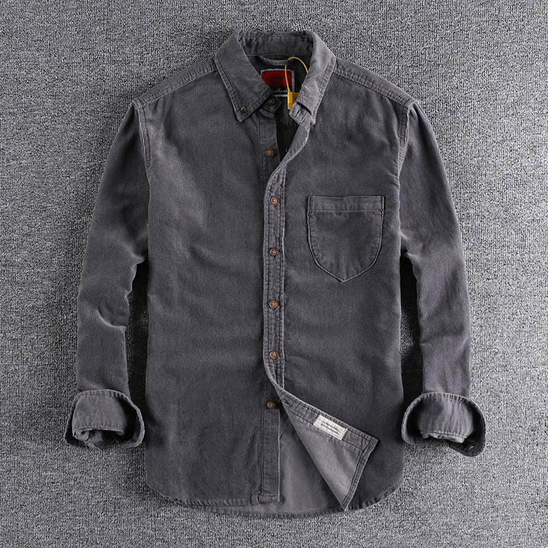 Men’s retro corduroy shirt with contrasting color sleeves – MYN2O

