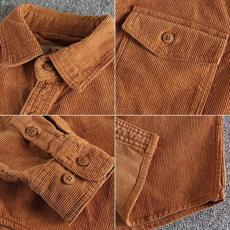 Men’s retro washed corduroy long sleeve shirt – MYN2O
