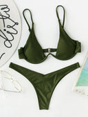 Steel bracket solid color swimsuit, one-piece swimsuit, beachwear for women