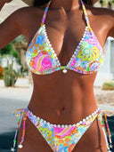 Women's printed bikini, split swimsuit, trendy two-piece swimwear for summer