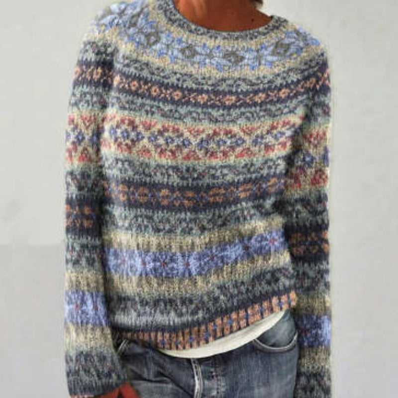 Printed Round Neck Sweater Thick Needle Fabric - MYN2O.COM  - null - Women Clothing - product_vendor - #product_price