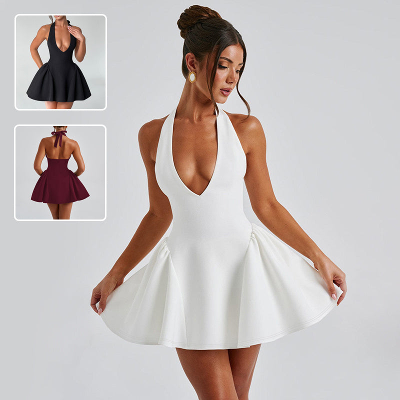 Sexy Deep V-neck Halter Dress Ins Fashion Slim Short Dress For Party Clothing Women - MYN2O.COM  - null - Women Clothing - product_vendor - #product_price