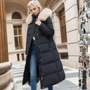 Winter Slim Long Jacket With Fur Hood And Belt Fashion Solid Hooded Coat Warm Clothing For Women - MYN2O.COM  - null - Women Clothing - product_vendor - #product_price