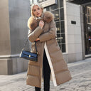 Winter Slim Long Jacket With Fur Hood And Belt Fashion Solid Hooded Coat Warm Clothing For Women - MYN2O.COM  - null - Women Clothing - product_vendor - #product_price