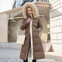 Winter Slim Long Jacket With Fur Hood And Belt Fashion Solid Hooded Coat Warm Clothing For Women - MYN2O.COM  - null - Women Clothing - product_vendor - #product_price