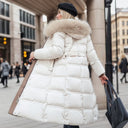 Winter Slim Long Jacket With Fur Hood And Belt Fashion Solid Hooded Coat Warm Clothing For Women - MYN2O.COM  - null - Women Clothing - product_vendor - #product_price