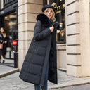 Winter Slim Long Jacket With Fur Hood And Belt Fashion Solid Hooded Coat Warm Clothing For Women - MYN2O.COM  - null - Women Clothing - product_vendor - #product_price