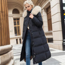 Winter Slim Long Jacket With Fur Hood And Belt Fashion Solid Hooded Coat Warm Clothing For Women - MYN2O.COM  - null - Women Clothing - product_vendor - #product_price