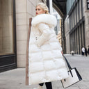 Winter Slim Long Jacket With Fur Hood And Belt Fashion Solid Hooded Coat Warm Clothing For Women - MYN2O.COM  - null - Women Clothing - product_vendor - #product_price