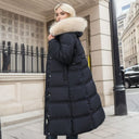 Winter Slim Long Jacket With Fur Hood And Belt Fashion Solid Hooded Coat Warm Clothing For Women - MYN2O.COM  - null - Women Clothing - product_vendor - #product_price