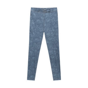 Women's Faux Denim Zip Fly Leggings – High-Waisted Stretch Jeggings