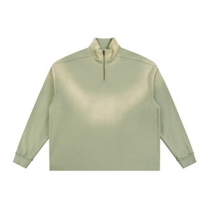 Sun Fade Raw Edge Quarter-Zip Sweatshirt