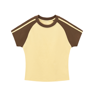 Contrast Stripes Bodycon Raglan  Sleeve T-Shirt