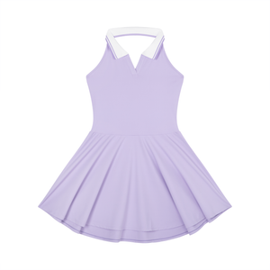 Women's Collared Halter A-Line Tennis Dress – Sleeveless Activewear Dress