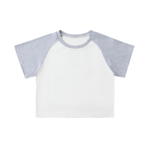 Color-Blocked Raglan Sleeve Crop Top
