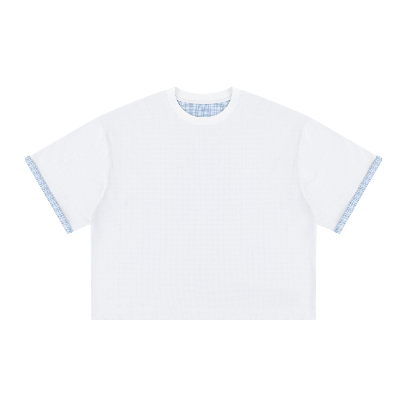 Unisex Boxy Plaid-Lined Double-Face T-Shirt