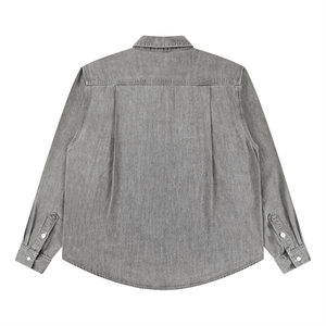 Unisex Vintage Wash Denim Shirt – Oversized Retro Button-Up Streetwear Denim Top