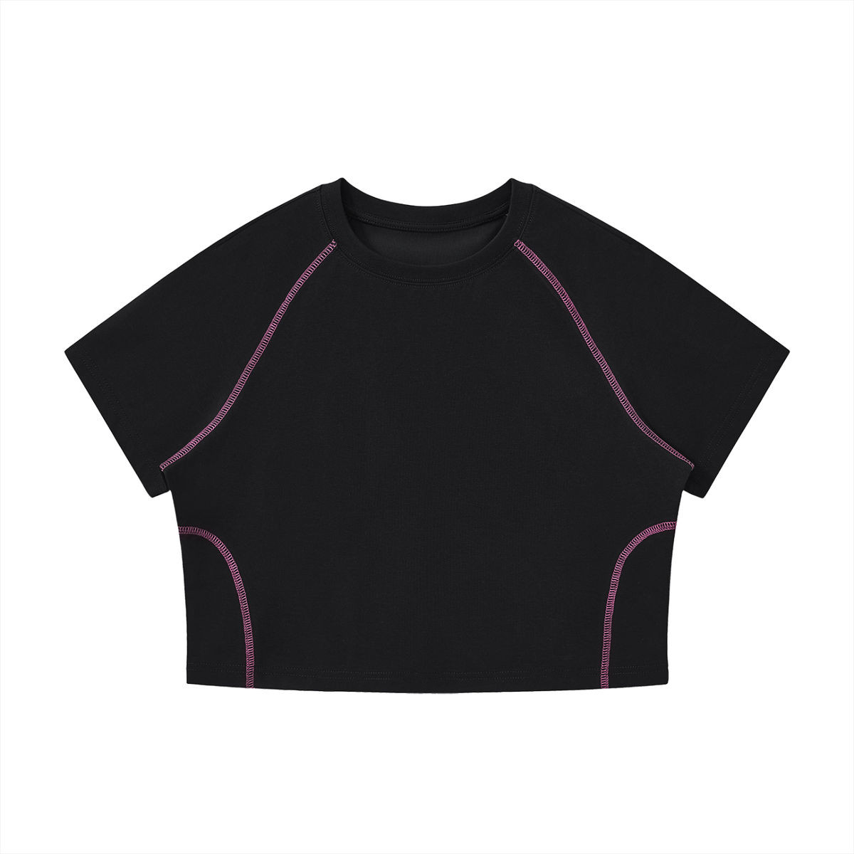 Women's Contrast Stitch Raglan Crop T-Shirt – Slim Fit Retro Crop Top