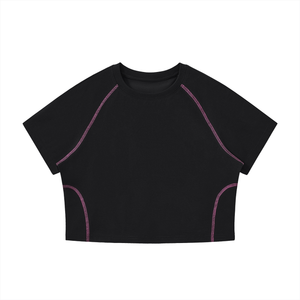 Women's Contrast Stitch Raglan Crop T-Shirt – Slim Fit Retro Crop Top
