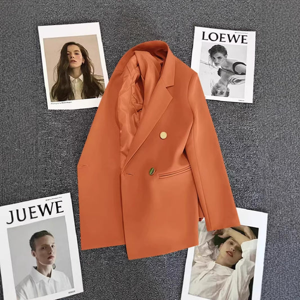 Women's Solid-Colored Defined-Waist Blazer
