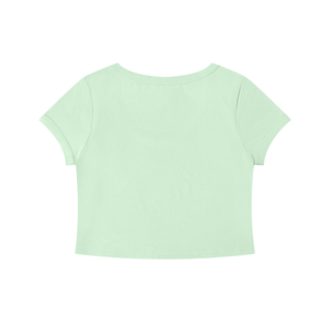 Women's Solid Color Slim Crop T-Shirt – Fitted Everyday Essential Crop Top