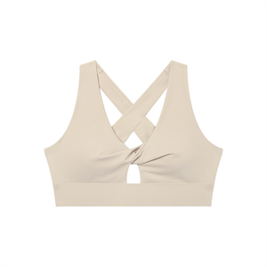 Women's Twist Front V-Neck Sports Bra – Seamless Medium Support Activewear Bra