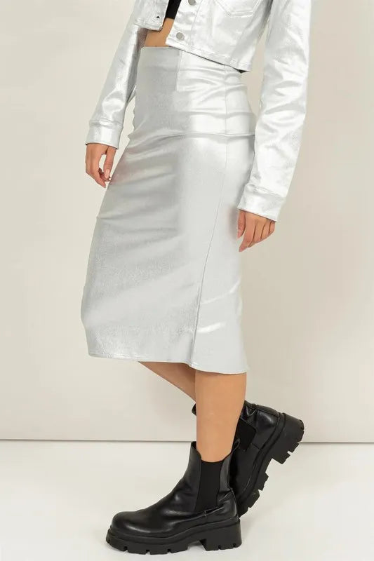 HYFVE shimmer midi skirt with metallic shine – elegant partywear – MYN2O