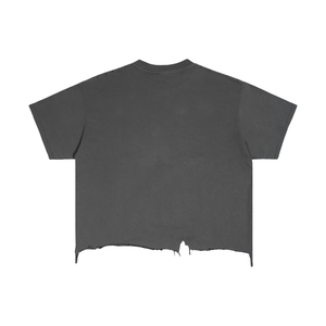 Unisex Vintage Wash Distressed Hem T-Shirt – Oversized Boxy Retro Streetwear Tee